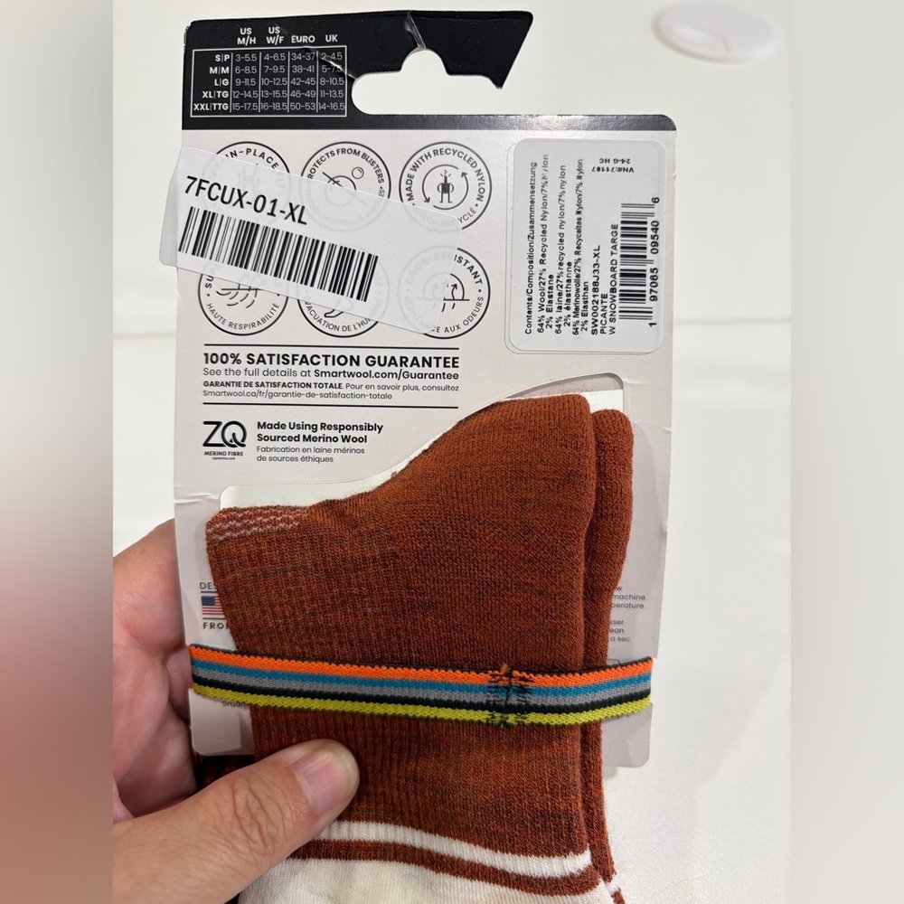 SmartWool Women's XL Targeted Cushion Snowboard Socks Merino Wool Red Yellow NWT - Picture 7 of 8
